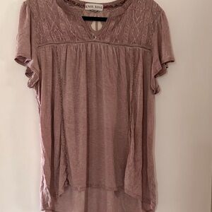 Knox Rose Mauve Blouse with Lace detail